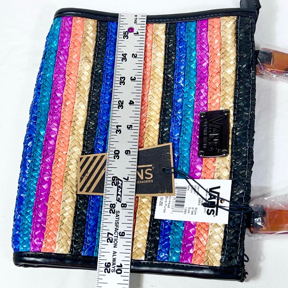 Vans Beach Bird Purse Multi-Colored Straw Purse With Tortoise Resin Handles New - Picture 9 of 10